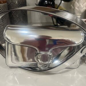 Coach Tabby Signature Metallic Leather Shoulder Bag